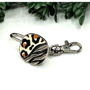 Animal Print Keychain Clip With Leopard and Zebra Design On Metal